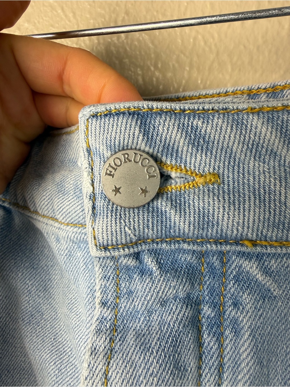 Fiorucci Light Blue Denim Wide Leg Jeans with Cherub Pocket Patch - Picture 6 of 12